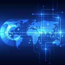 全球商业网络科技感背景下的网络信息处理